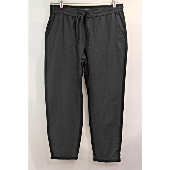 J.CREW Pants - J Crew Linen Blend Pants Womens size 10 Black Drawstring Pockets Cropped Pull-on